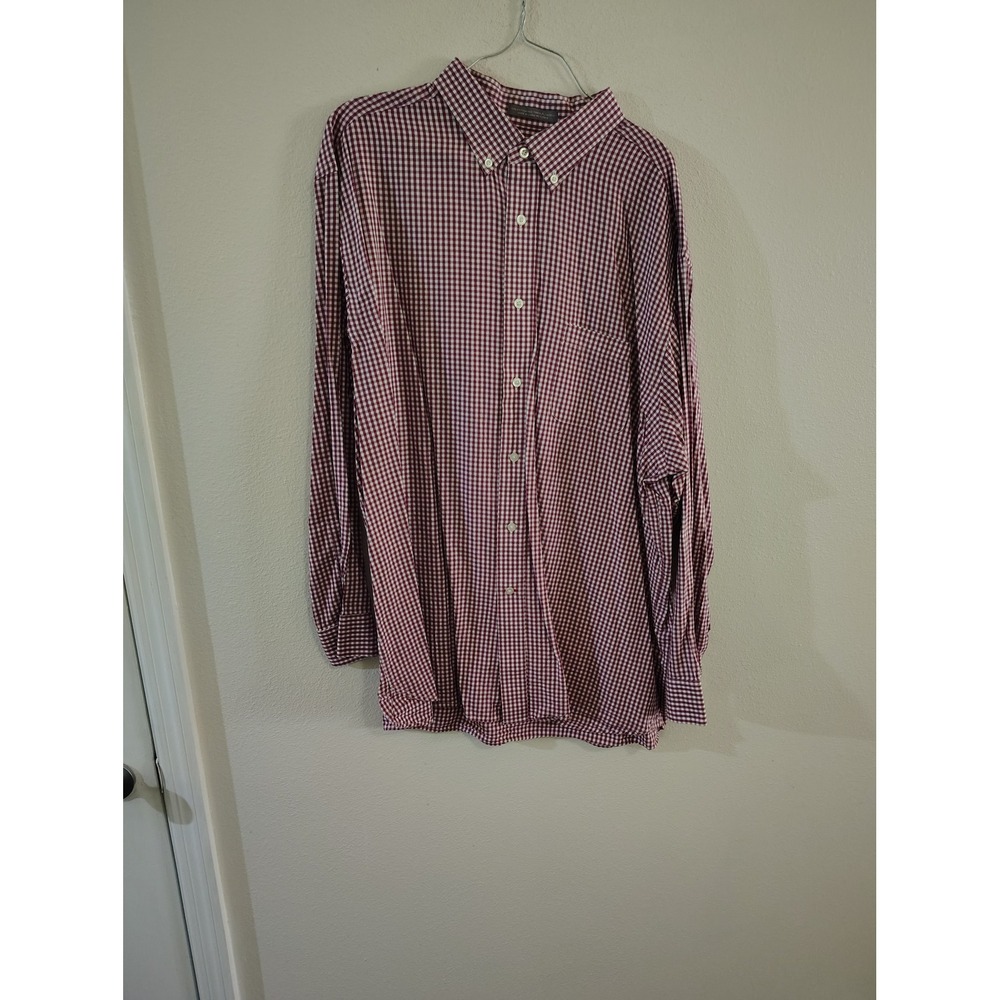 Daniel Cremieux Signature Burgundy Gingham Cotton Tencel Button Down Shirt XXL